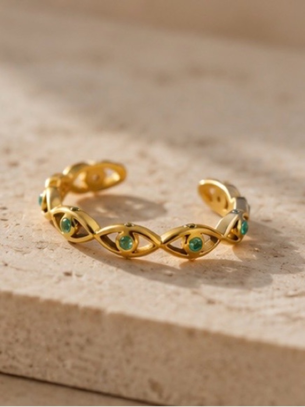 Minimalist Evil Eye Gold Ring | Dainty Protection Stack Ring